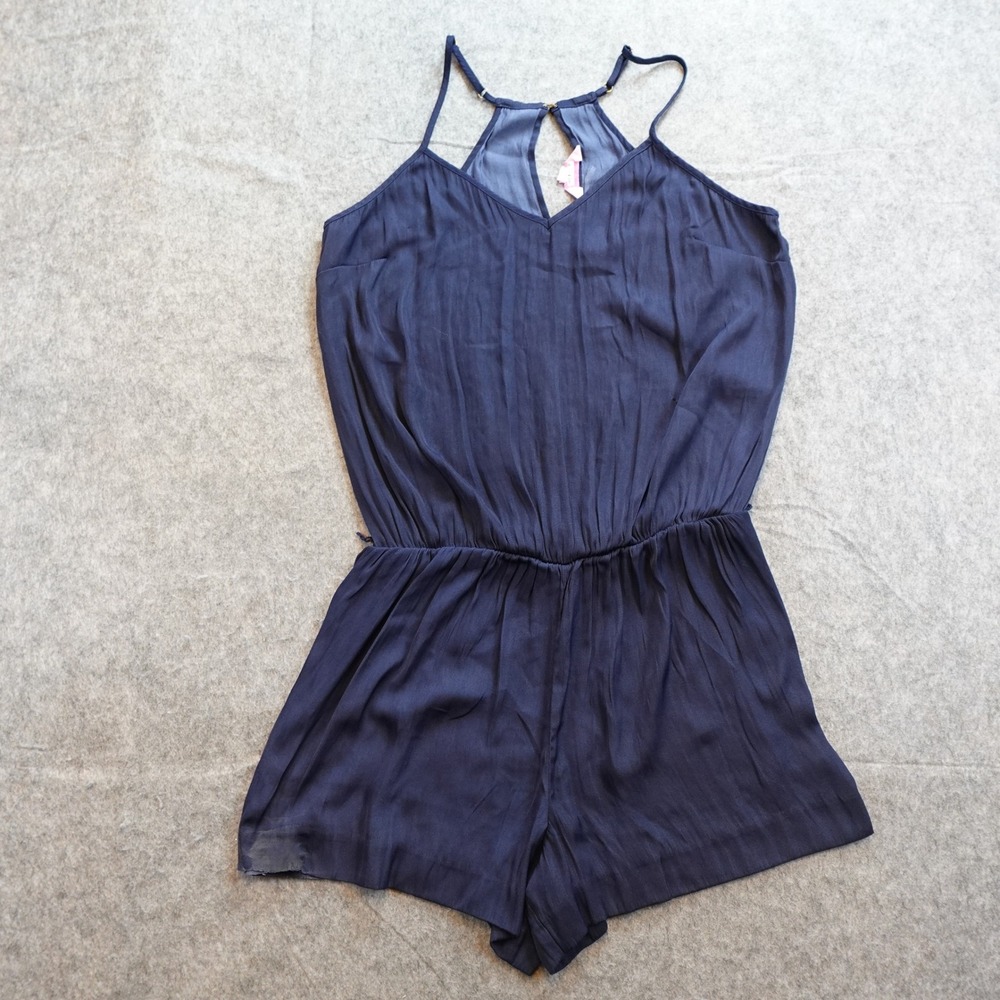 Lilly Pulitzer Romper Women Medium Navy Blue Sleeveless Halter T Back Solid Chic